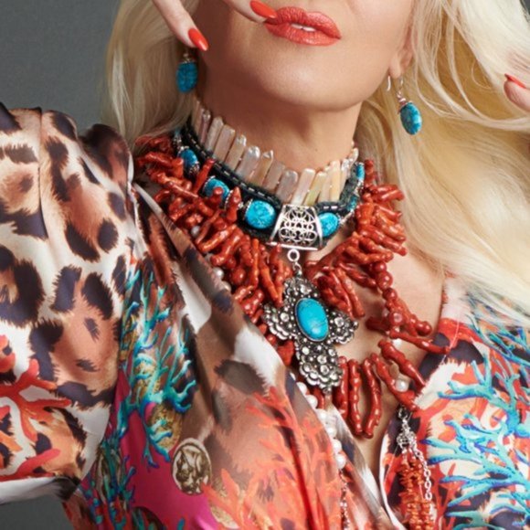 Ivana Ruzzo Jewelry - Turquoise and Coral Statement Necklace